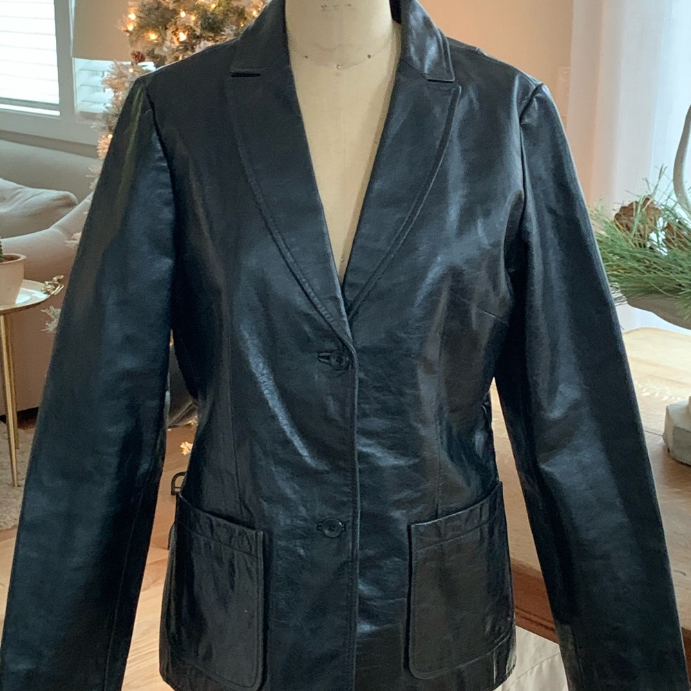 Vintage Black leather blazer.